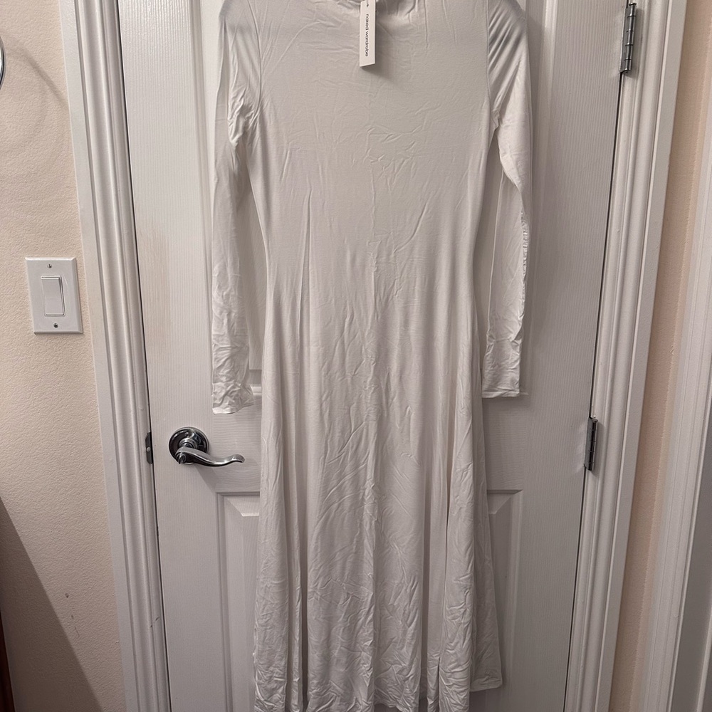 Naked Wardrobe White Long Sleeve A-Line Bridal Dress